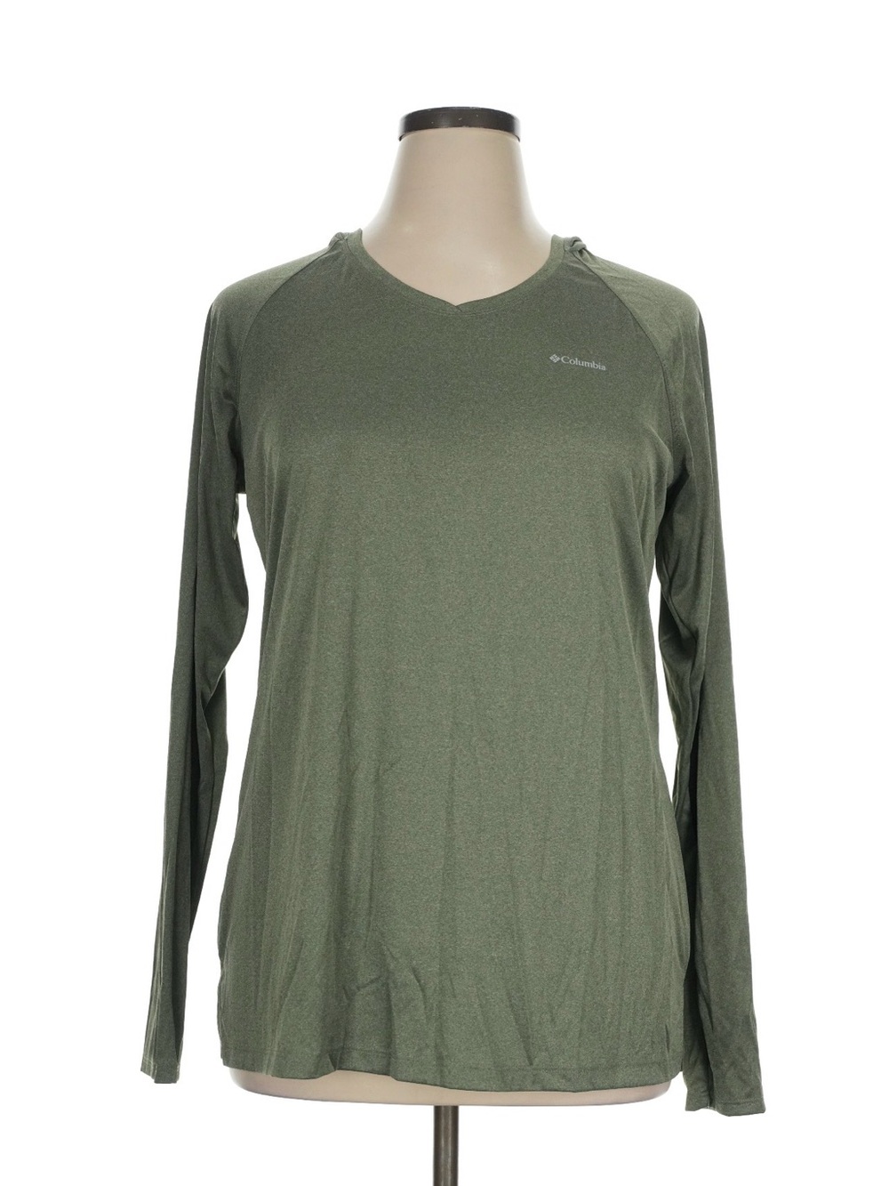 Columbia Women's Olive Green Long Sleeve V-Neck Performance Tee